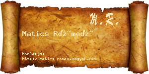 Matics Rómeó névjegykártya